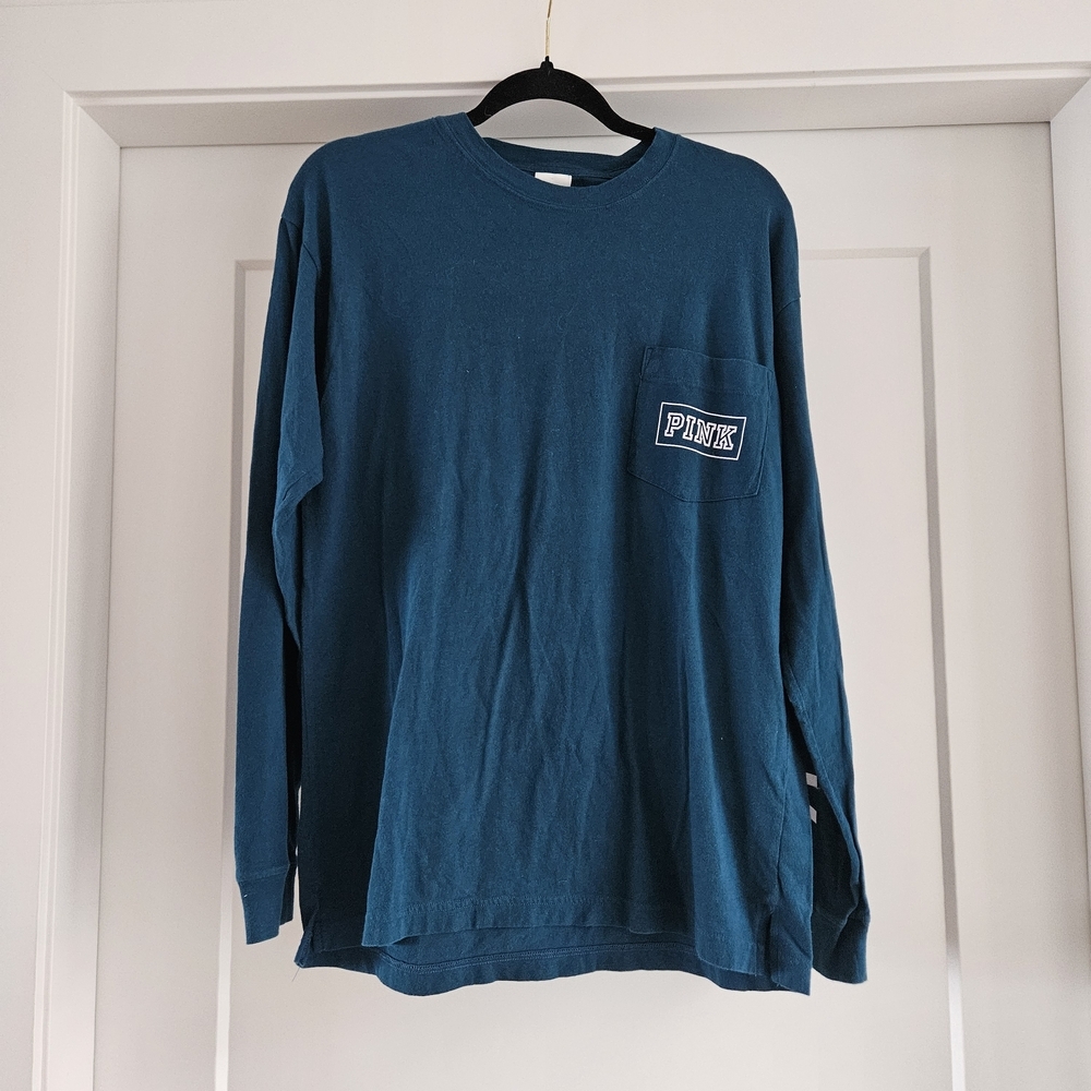 PINK Victoria's Secret Teal Long Sleeve Tee Size Medium